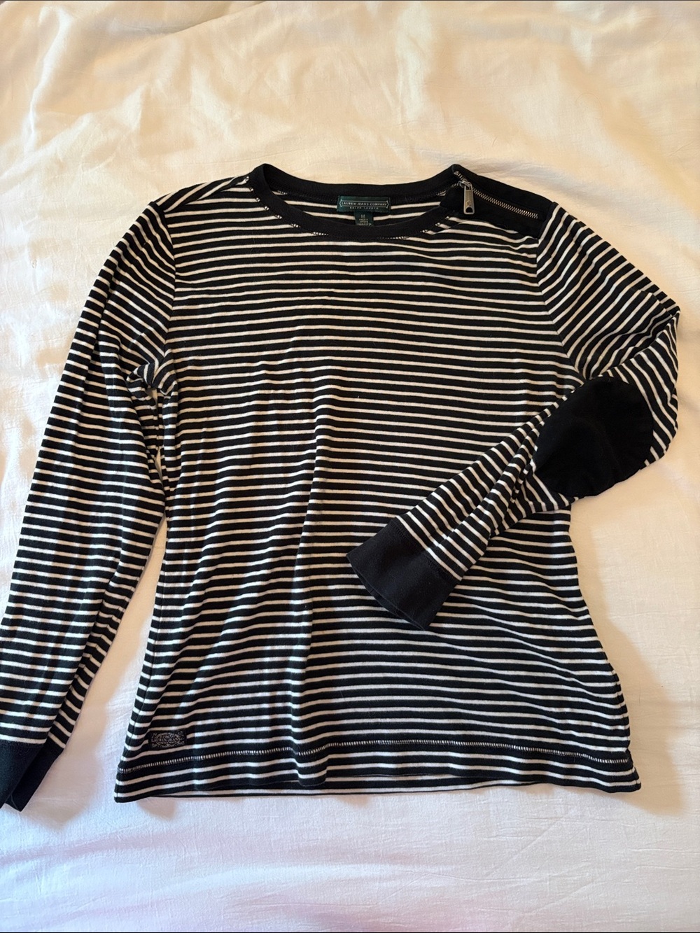 Lauren Ralph Lauren Black and White Striped Long Sleeve Tee